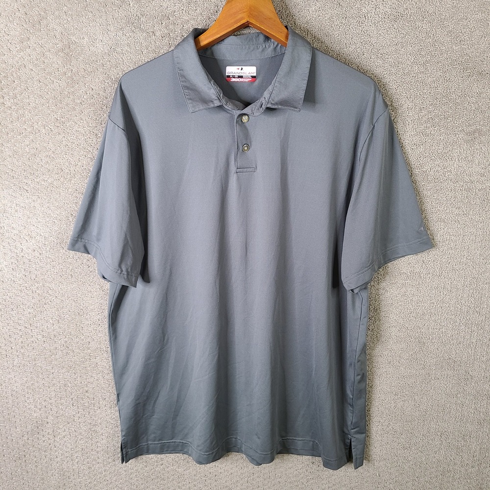 Grand Slam Shirt Mens XL Gray Golf‎ Polo 360 Motion Flow Short Sleeve Athletic